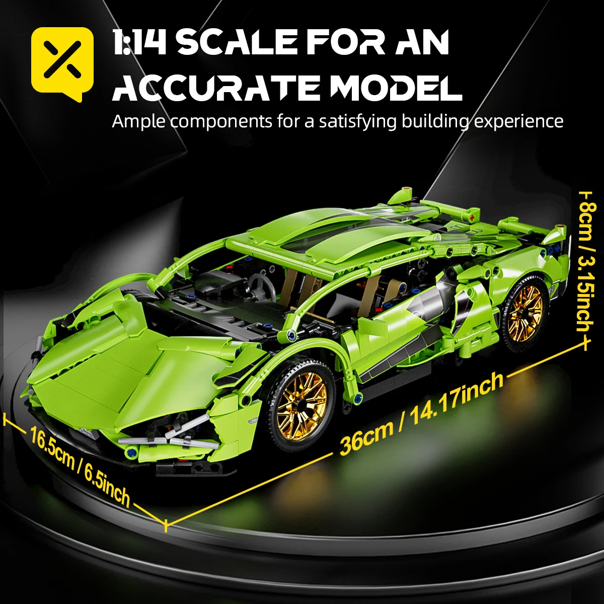 Modelo De Coche De Carreras De Bloques De Construcción Técnicos A Escala 1:14, Juguete Coleccionable