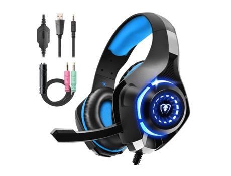 Auriculares para Juegos para Ps4 Ps5 Xbox One Switch Pc con micrófono con cancelación de Ruido Sonido estéreo de Graves Profundos Negro BISBISOUS