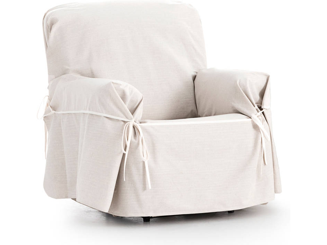 Funda impermeable estilo lazos para sillón Emma (80 a 120 cm - Marfil)