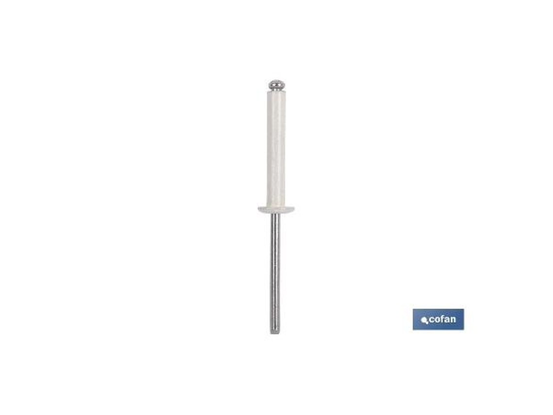 Remache aluminio normal blanco 4 x 18 mm   caja 500 unid.