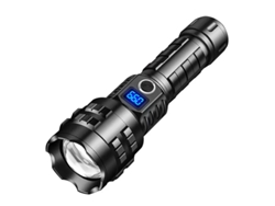 La linterna más brillante del mundo, 200.000 lúmenes, pantalla de carga, el mejor foco LED recargable Bisbisous (negro)
