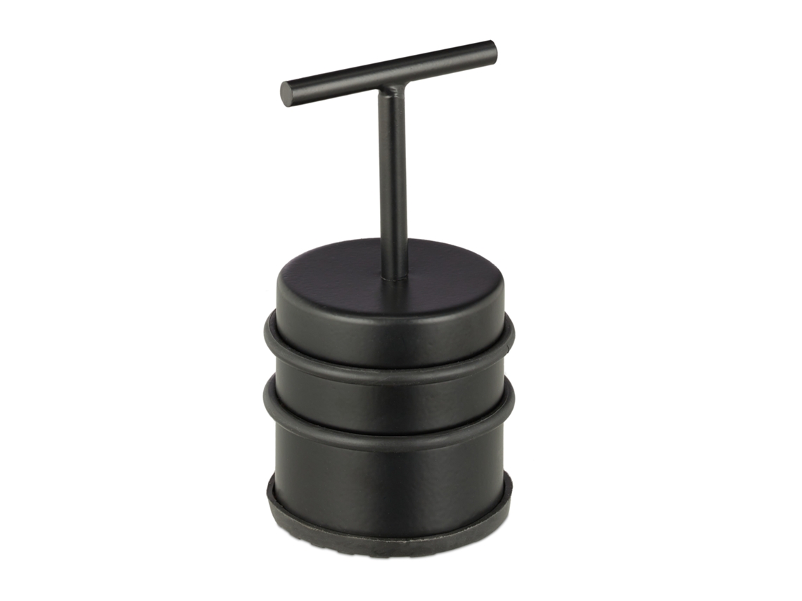 Relaxdays Tope Puerta Con Asa, Puertas Y Ventanas, Alto, Redondo, Interior Hogar, Acero Inoxidable, Goma, 7 Cm Ø, Negro