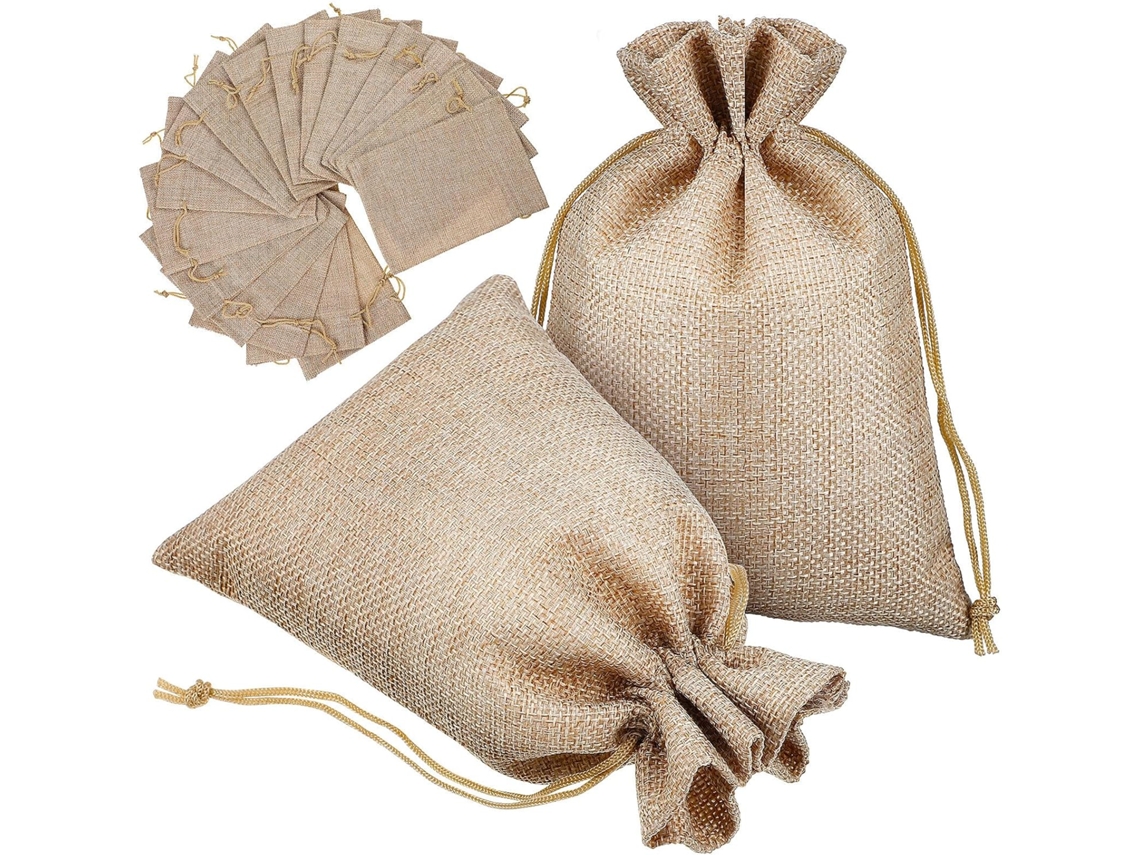 Sacos De Juta Com Cordão, 50 Unidades, Tamanho Médio, Para Artesanato E Lembrancinhas De Casamento Ecológicas