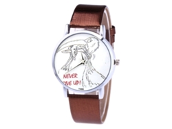 Reloj De Cuarzo Para Parejas Con Correa De Cuero Pu Moda Dial Redondo Casual Café