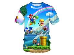 SLOWMOOSE Camiseta Impresa En 3D Para Niños de Super Mario, Camisas de Manga Corta Para Niño - Niña de Verano Imagen Color-1052 - 13T