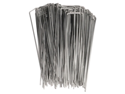100 estacas de jardín en forma de U de acero galvanizado, para paisajismo, para barreras contra malezas, decoración de césped, rugosidad de 3 mm/0,12 pulgadas.