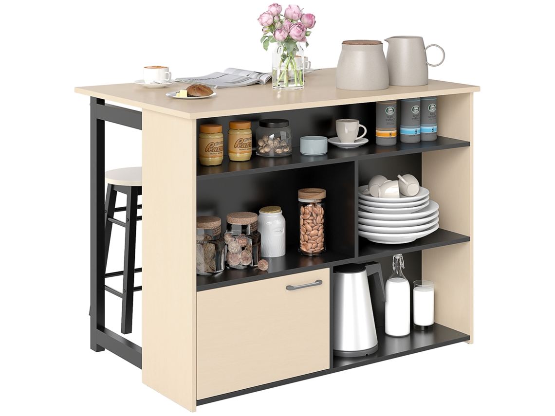 Conjunto de bar de 3 piezas con mesa plegable y 2 taburetes, 116x70x89,5 cm, roble negro.