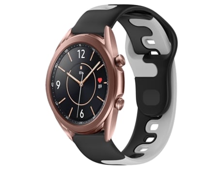 Correa de reloj inteligente para Samsung Galaxy Watch3 41 mm 20 mm Silicona de doble color (negro + gris)