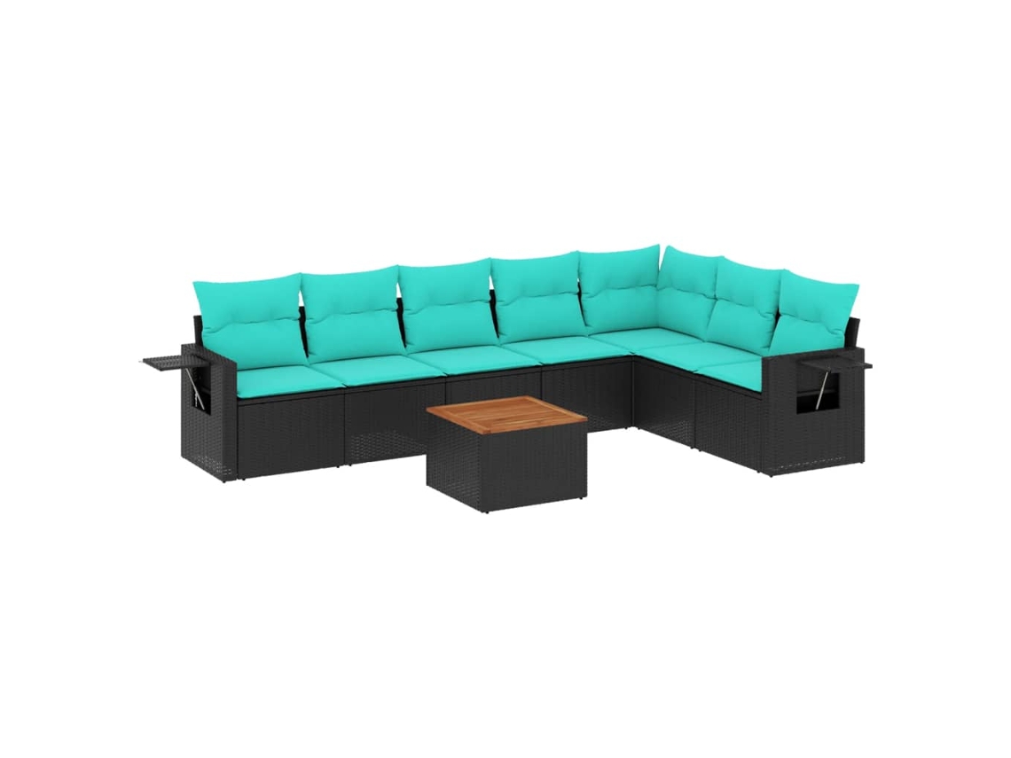 Maison Exclusive - Conjunto De Sofá De Jardín De 8 Piezas Con Cojines, De Poliratán Negro