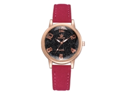 Reloj De Cuarzo Para Mujer Con Correa De Pu, Estilo Sencillo, Rosa, Redondo, Aleación Ligera.
