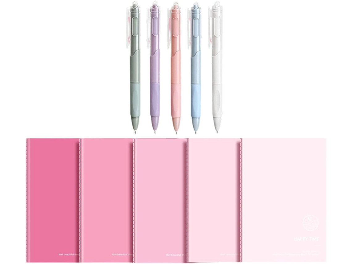 Juego De 5 Cuadernos De Tapa Blanda Con Bolígrafos Y 30 Hojas De Papel Rayado.