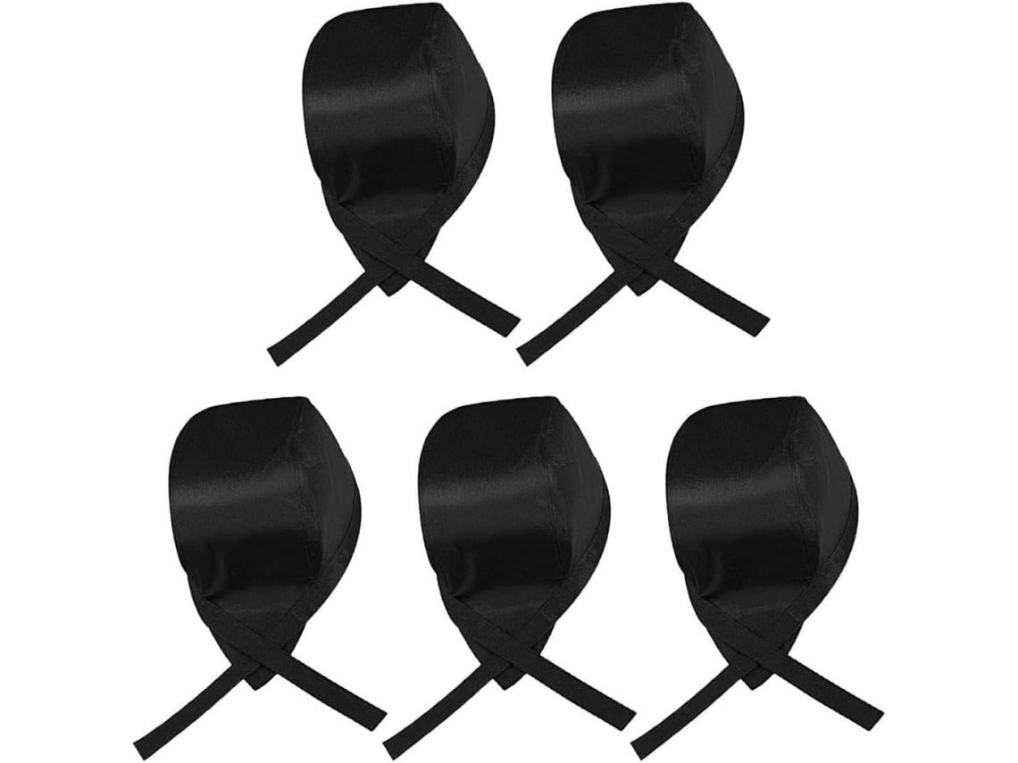 Juego De 5 Gorros De Chef De Algodón Negro Para Cocinas Profesionales, Diseño Simple Y Clásico, Evitando