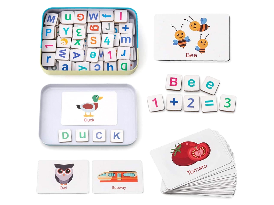 Dan26-juguetes De Letras Y Números Magnéticos De Madera Para Niños: Letras Abc, Tarjetas Flash Y Juego De Aprendizaje