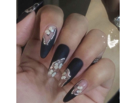 Juego de 24 Piezas de Tips en Negro con Diseño de Mariposa - Nota: Especificar Jelly en Nota de Pedido