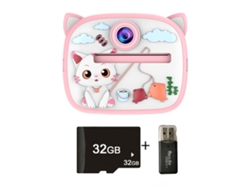 Siurn Hd 1080p Cámara Instantánea Gatito Rosa32glector De Tarjetas