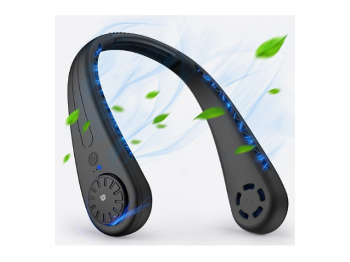 Ventilador de cuello Yizhood de 3600 mAh, rotación de 360°, 3 velocidades, color negro