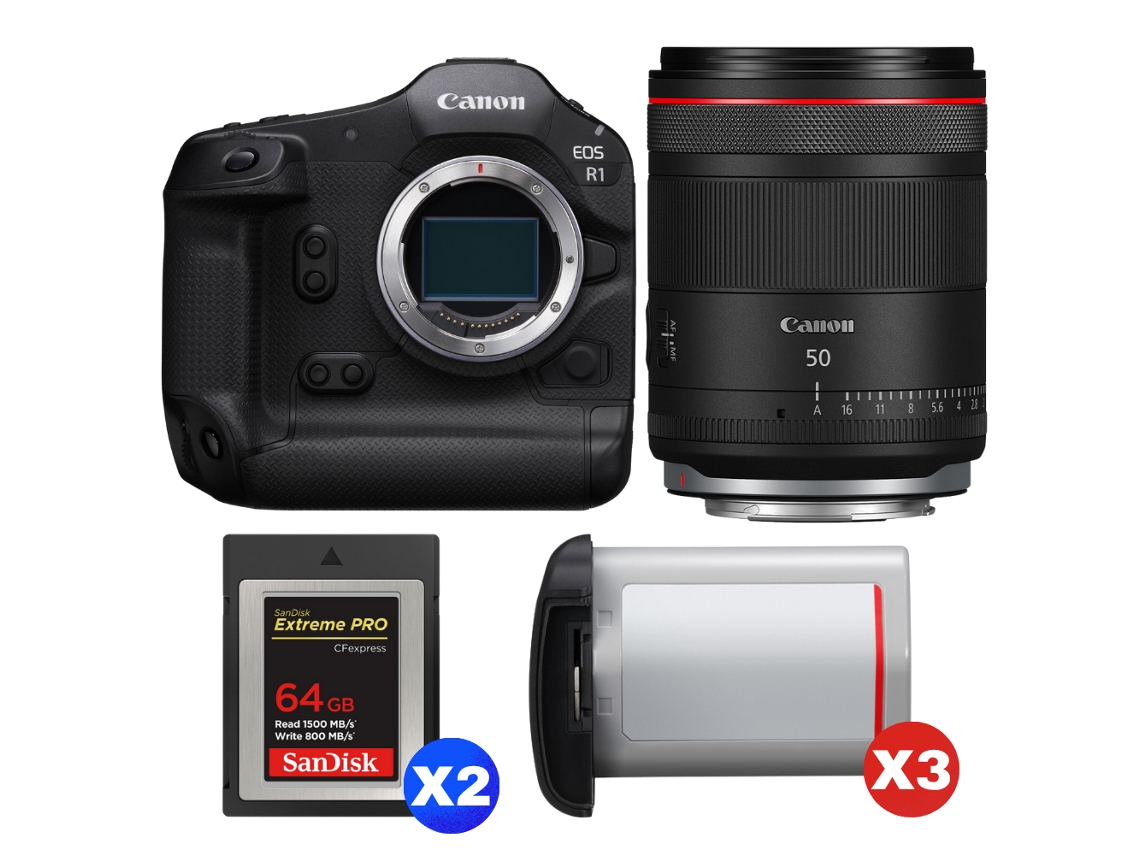 Canon Eos R1 + Rf 50mm F/1.4 L Vcm + 2 Sandisk 64gb Extreme Pro Cfexpress Type B + 3 Canon Lp-e19 + Ebook “20 Consejos Para Fotos Que Impactan”