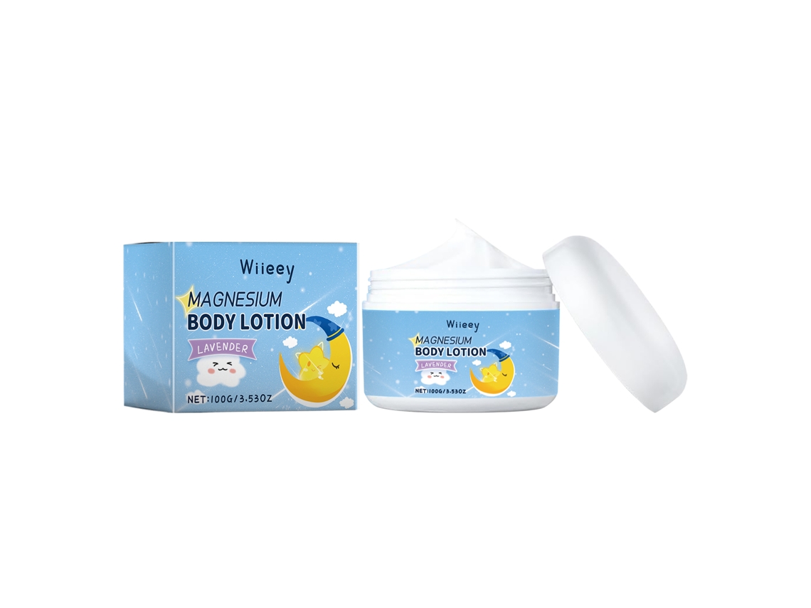 Crema corporal de magnesio para niños: hidratación suave y ayuda para dormir con lavanda y manteca de karité, 100 g.