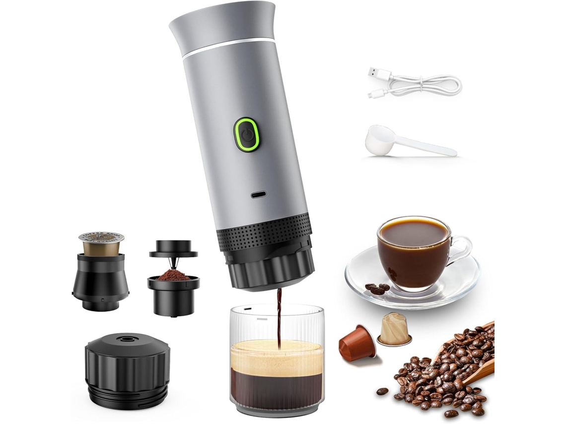 Cafetera portátil 3 en 1, eléctrica, con un solo botón y calentamiento rápido, color plata Digitallab