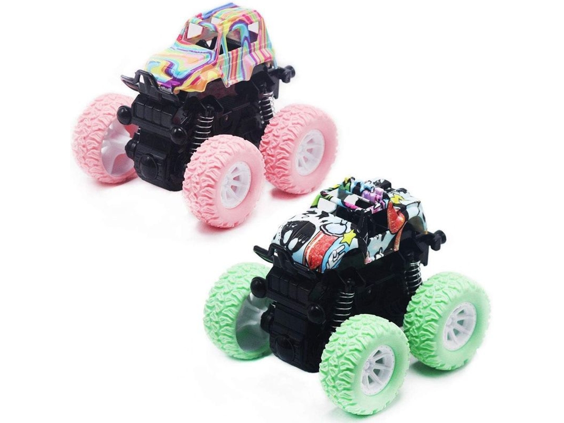 Coches De Juguete Para Bebés, Paquete De 2 Coches De Juguete Para Niños Y Niñas Con Neumáticos De Goma Texturizada, A Partir De 3 Años (rosa Y Verde).