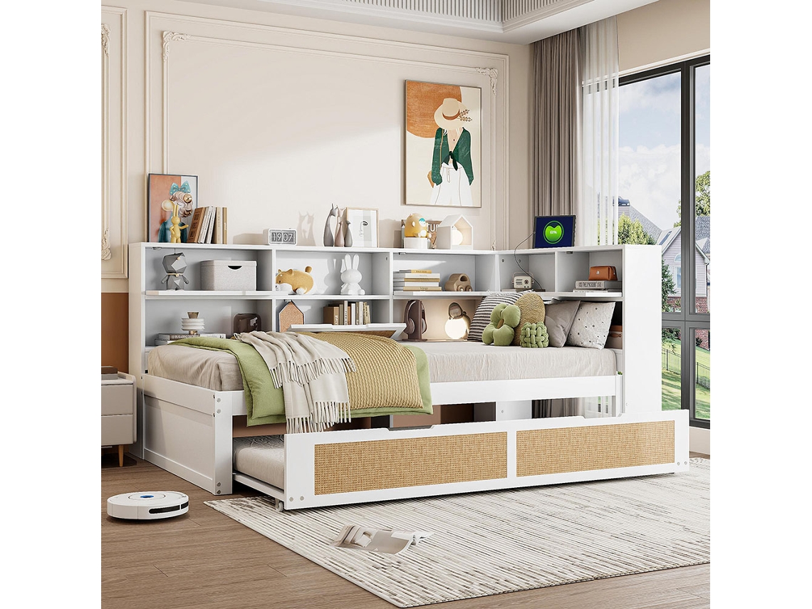 Sofá Cama Individual Cajon Gutent Madera Blanco (90x200)