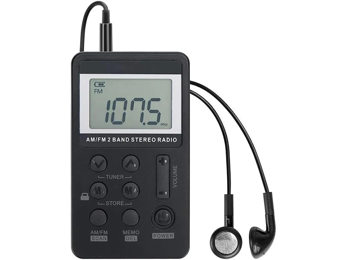Mini Receptor De Radio Digital Estéreo De Doble Banda Fm/am Portátil Con Pantalla Lcd Y Batería.