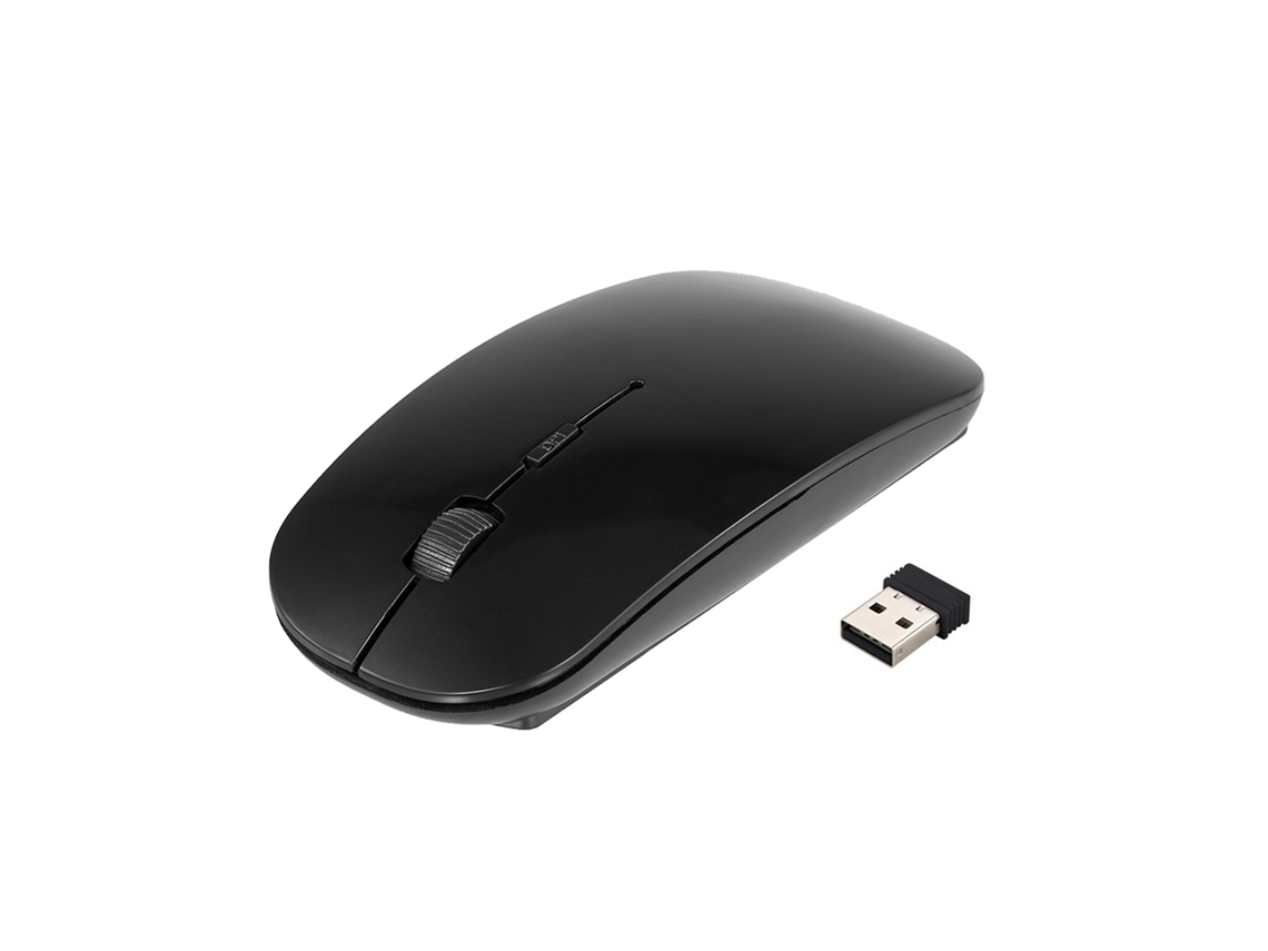 Ratón Inalámbrico 2.4g Ultra Delgado Ratón Óptico Silencioso 1600dpi 4 Teclas Para Ordenador Portátil Negro