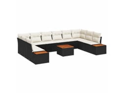 Maison Exclusive - Conjunto De Sofás De Jardín Con Cojín 10 Pcs Negro Y Crema