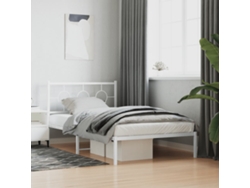 Estructura Cama Sin Colchón Con Estribo Metal Blanco 107x203 Cm