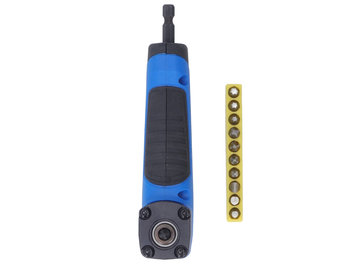 Adaptador De Ángulo Recto De 1/4 De Pulgada Para Taladro Y Destornillador Con 10 Puntas.