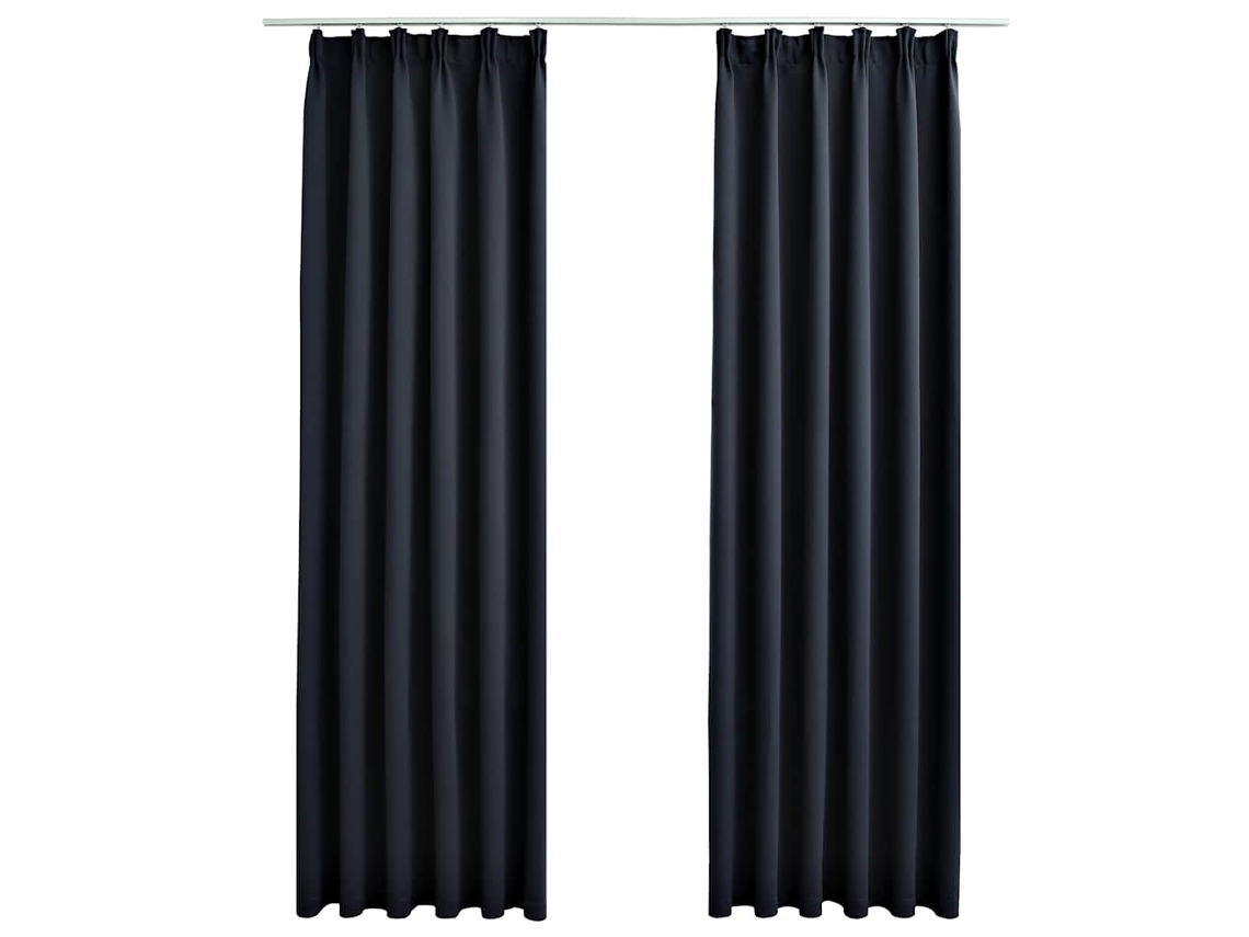 Maison Exclusive - Cortinas Opacas Con Ganchos 2 Piezas Gris Antracita 140x245 Cm