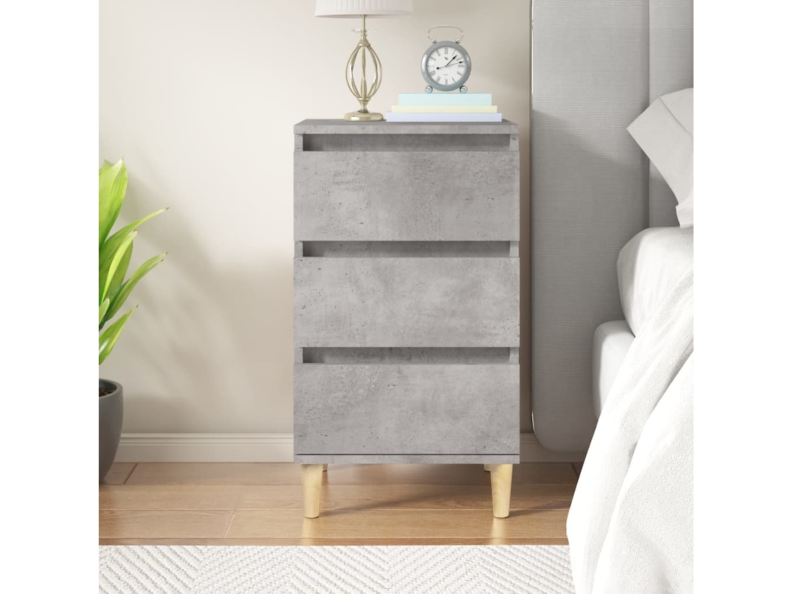 Mesita de Noche 40X35X70 Cm Derivados Madera Gris Cemento