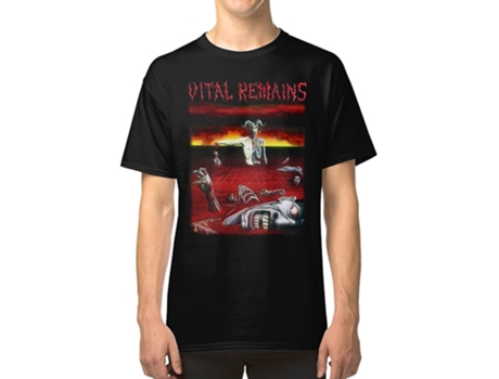 Camiseta ROCKINSTONE Vital Remains Let Us Pray Classic Old School Death Algodón para Hombre (S - Plateado)