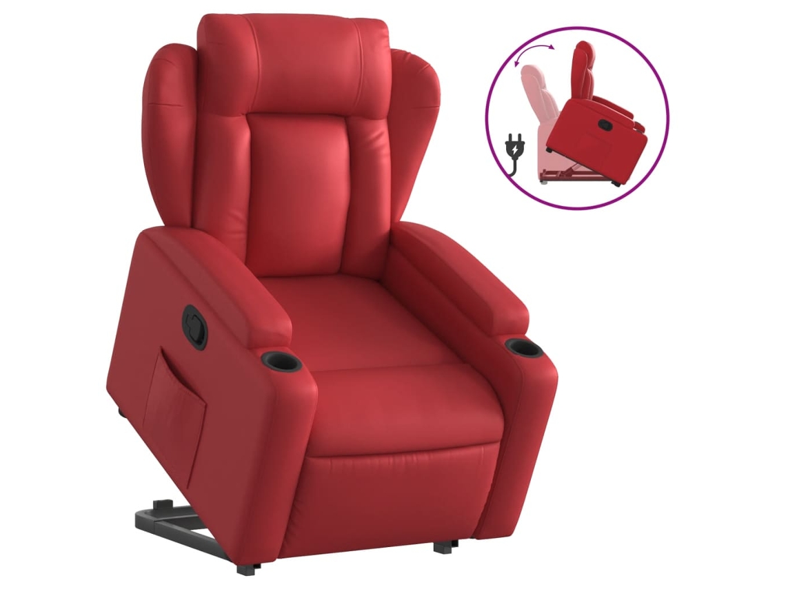 Sillón reclinable elevable cuero VIDAXL artificial rojo