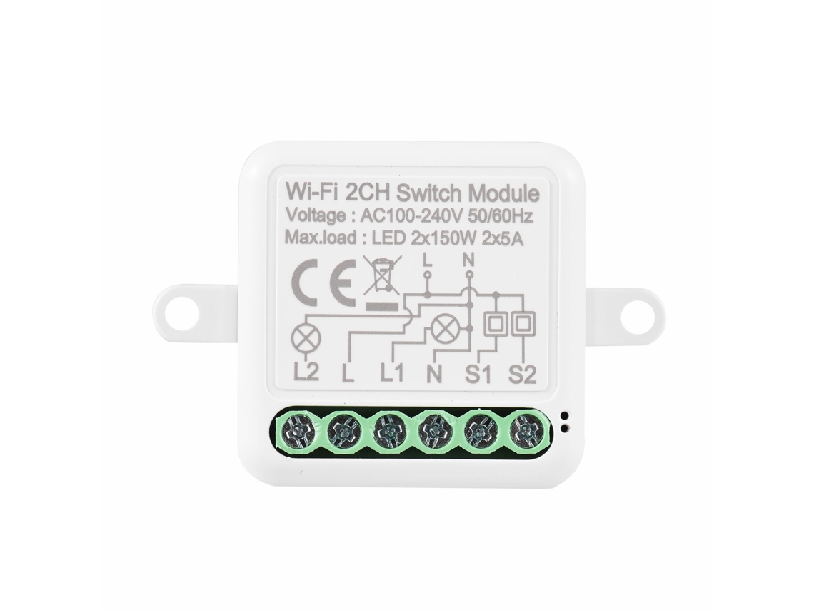 Módulo De Interruptor Wifi Inteligente De 2 Canales Con Control Por Voz, Aplicación Y Función De Temporizador.