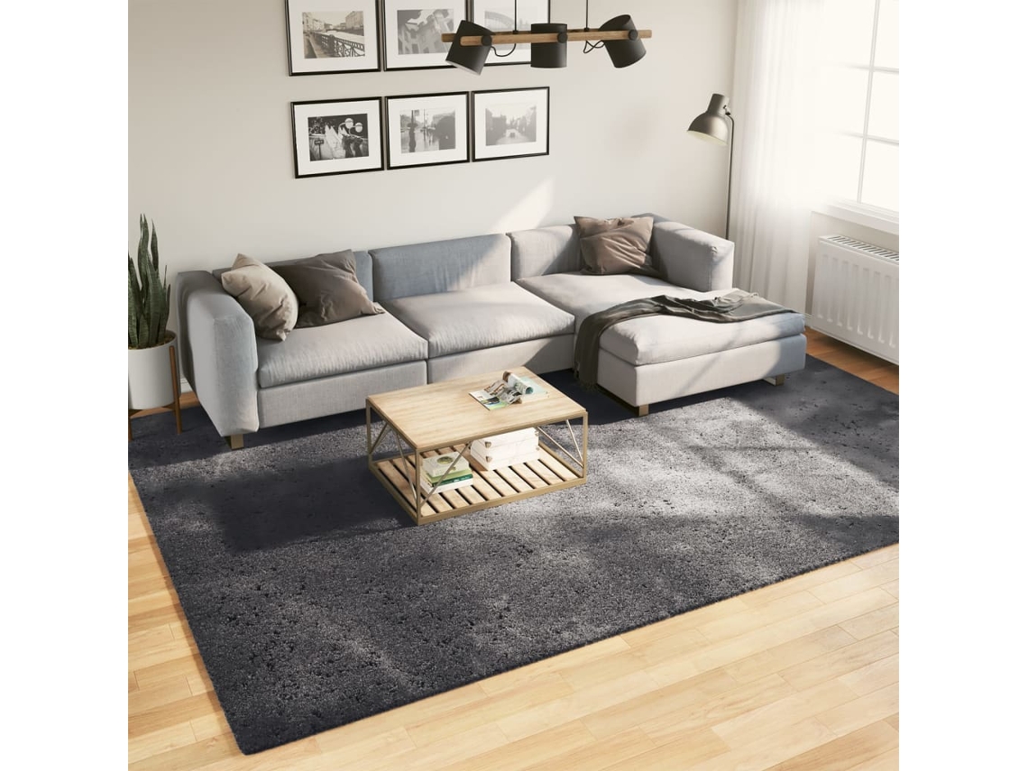 Alfombra De Pelo Corto Suave Lavable Huarte Antracita 240x340cm