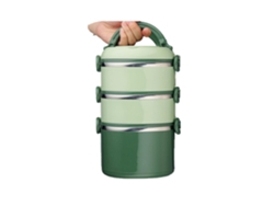 Fiambrera Bento De Gran Capacidad, Apilable, De Acero Inoxidable, Para Mujer, Apta Para Microondas, Color Verde