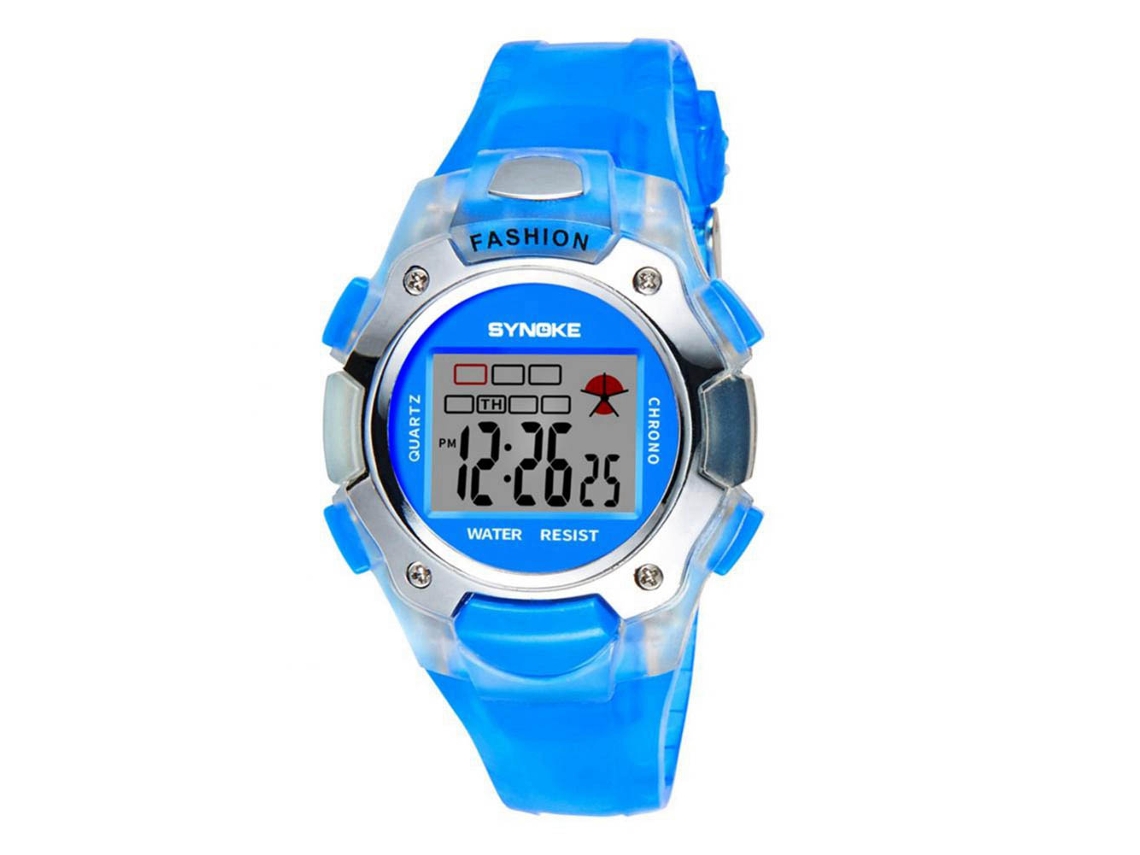 Reloj electrónico juvenil, reloj de pulsera sencillo y moderno para estudiantes, azul.