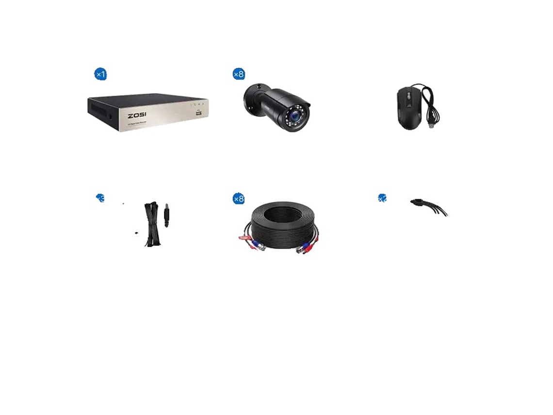 Sistema de CCTV, compresión H265, DVR Lite HD de 5 MP, ninguno, DVR de 8 canales x 8 cámaras OEM