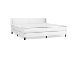 Maison Exclusive - Cama Box Spring Con Colchón Cuero Sintético Blanco 200x200 Cm