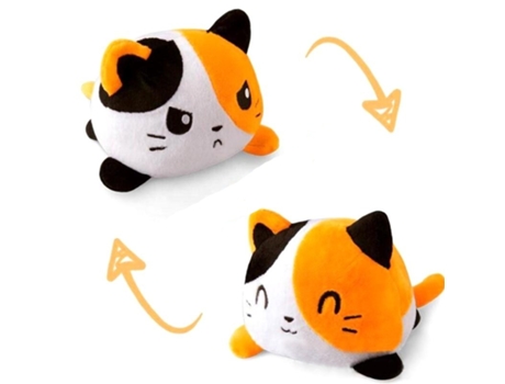 Lindo Muñeco de Gato de Peluche Reversible Para La Decoración Del Hogar 20X15X15Cm-E