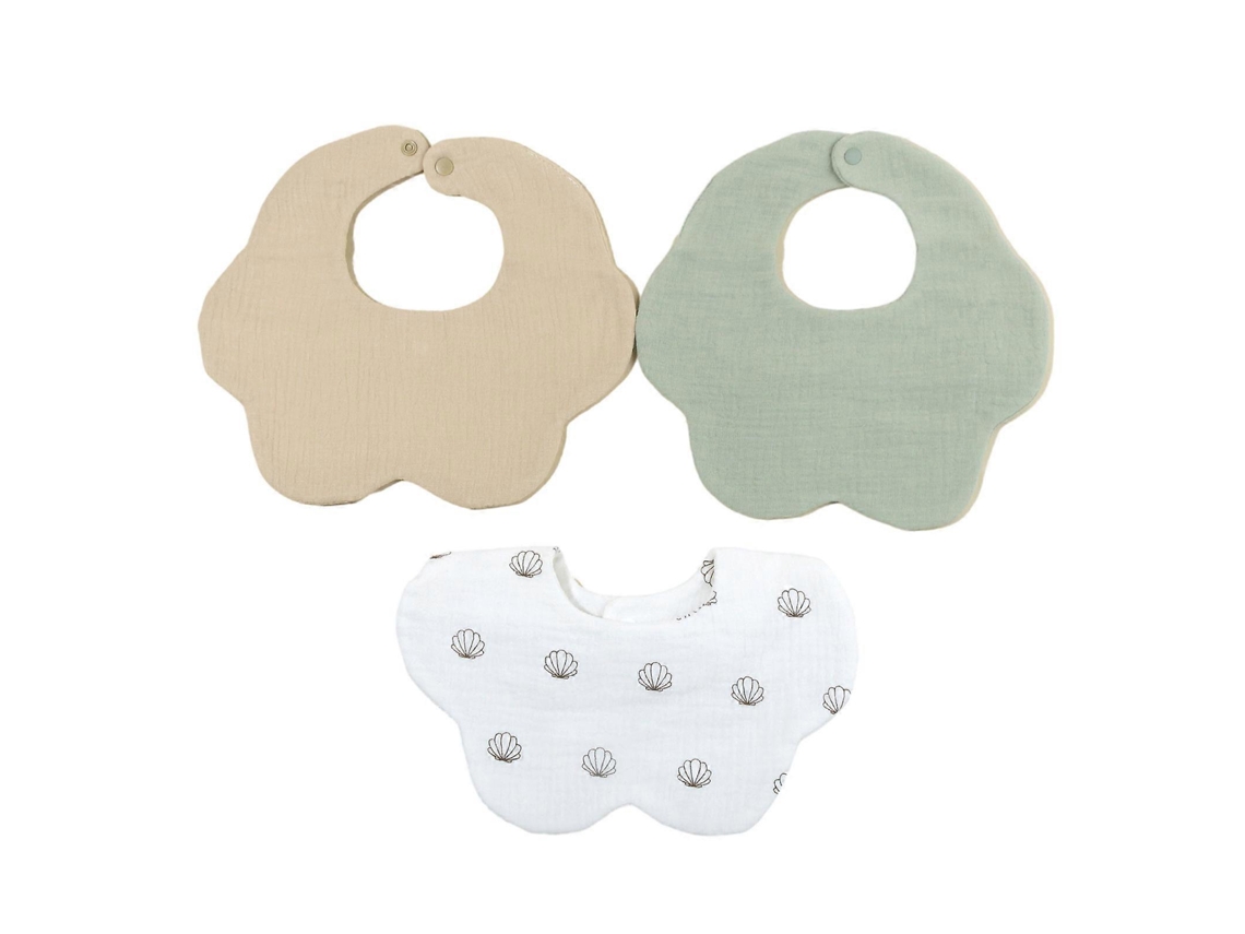 Juego de 3 baberos de algodón para bebé, estampados, bandana, bufanda, babero de dentición transpirable y toalla de saliva para alimentación y protección.