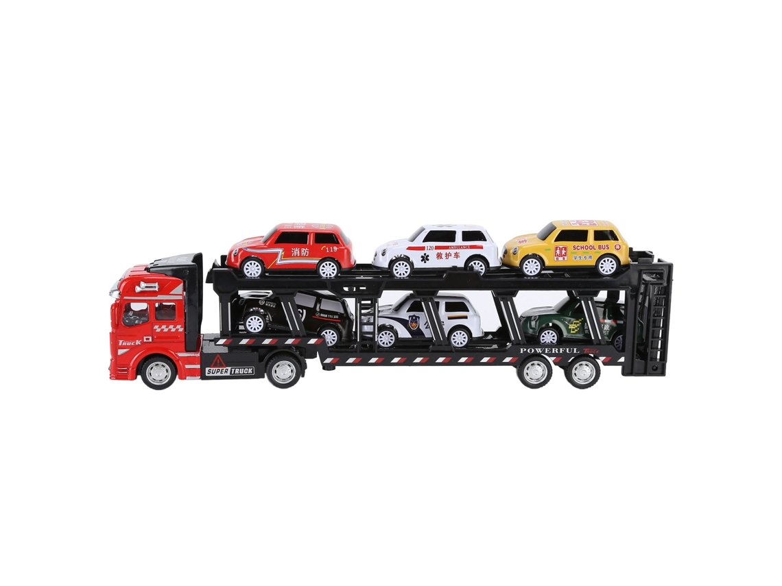 Camión Transportador De Coches De Juguete De Aleación, Desmontable, Con Capacidad Para 6 Coches, Simulación Para Niños.