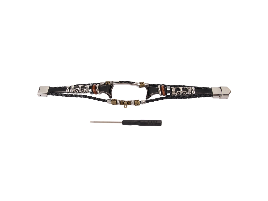 Pulsera De Cuero Y Aleación Para Mi Band 8 Con Destornillador - Pulsera Inteligente Unisex Negra
