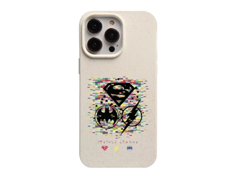 Funda Oficial Dc Comics Liga La Justicia Símbolos Píxeles Warner Bros Compostable para iPhone 14 Pro PHONECASES3D