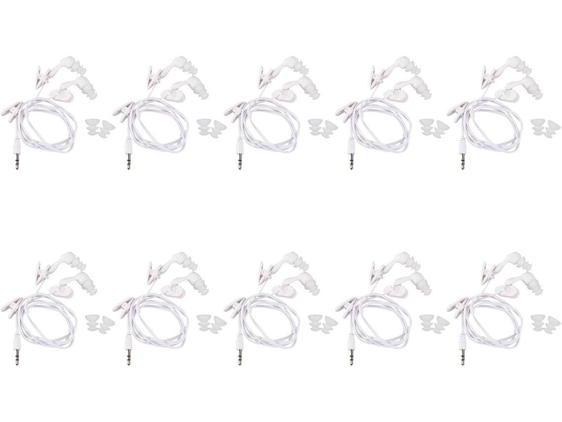 Paquete De 10 Auriculares Intrauditivos Impermeables Para Mp3 Y Mp4 (blancos)