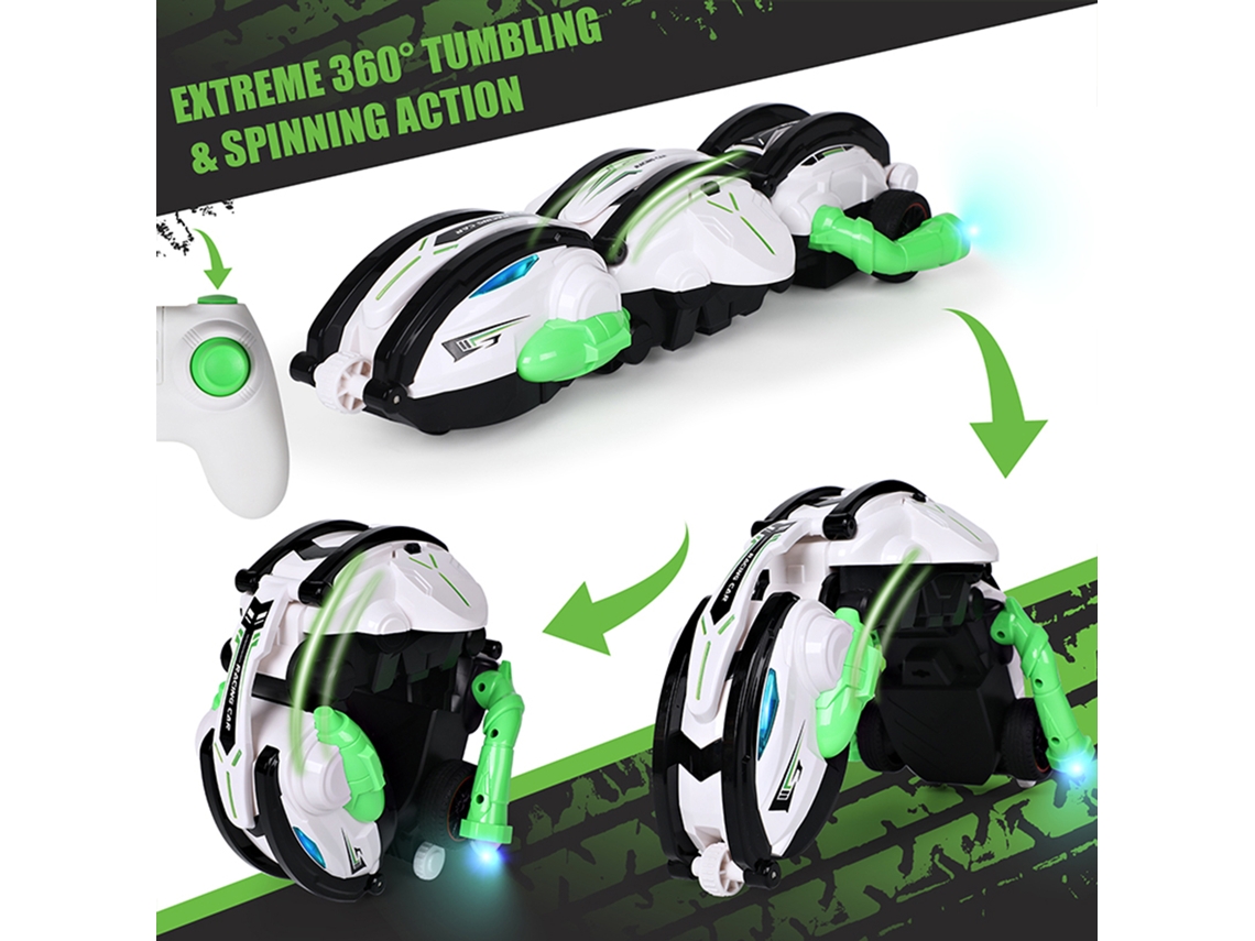 Carro Controle Remoto Stunt Com Luzes 2.4ghz 360° Rolamento Deformável Para Adolescentes Meninos
