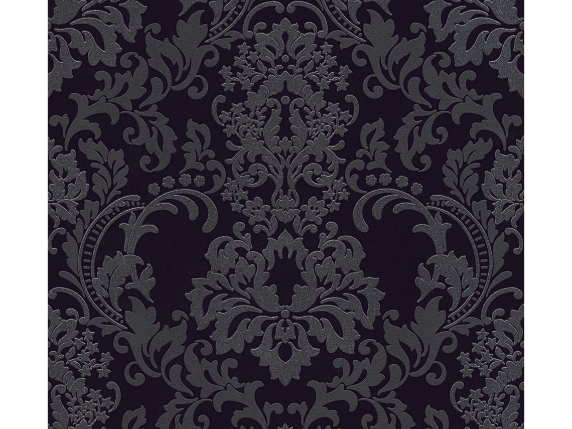 Papel de Pared A.S. CRÉATION (53 cm x 10,05 m - Tejido - Negro)