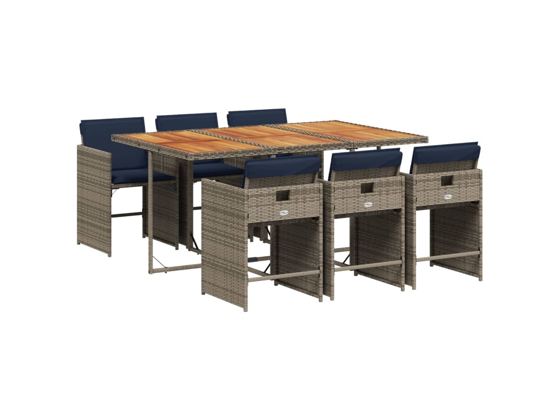 Maison Exclusive - Conjunto De Comedor De Jardín De 7 Piezas Con Cojines, Poliratán Gris