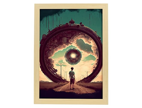 NACNIC Poster Sol Negro En Estilo Surrealismo Cinematográfico Ilustraciones Y Grabados De Historieta Abstracta Y Artística A3 Marcos Madera
